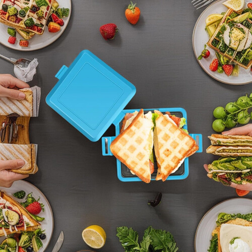 Compact Waffle Maker and Panini Press with NonStick Plates, Quick Even Heating, DishwasherSafe 2