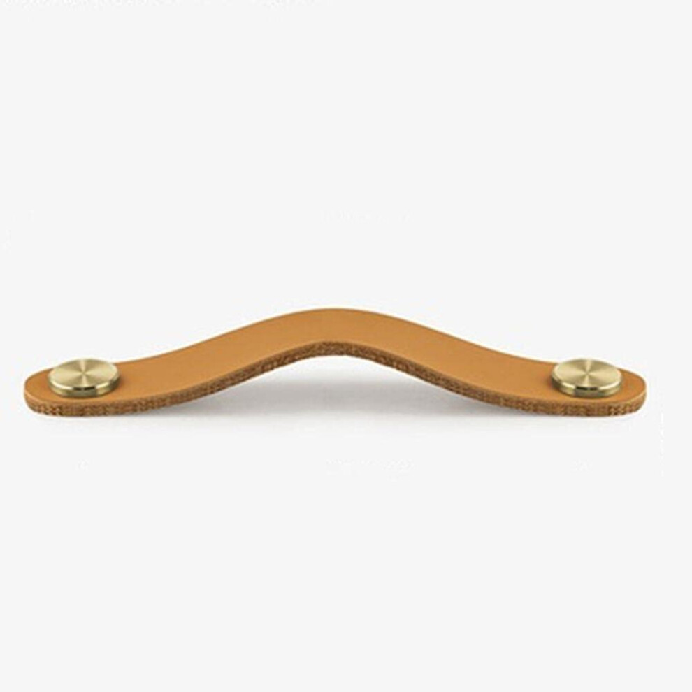 Leather Cabinet Handles 4Pcs 128Mm Single Hole Leather And Copper Drawer Pulls For Wardrobe 9094768925447