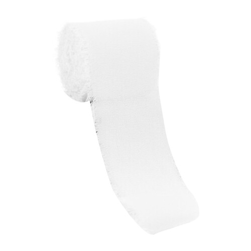 Handmade Craft Ribbon With Torn Edges for Gift Packaging-White
