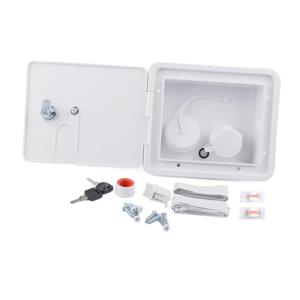 Rv Water Inlet With Lock, Universal Camper Fill Hatch, Leakproof Seal, Weatherresistant White 9187378925065