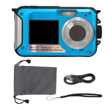 Underwater Camera for Snorkeling 2.7K Video 48MP Dual Screen Waterproof 10FT with 16X Zoom Blue