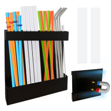 Magnetic Straw Holder for Cabinet Door, SpaceSaving Metal Organizer for Yeti and Stanley Cups, MoistureResistant FourSlot Storage