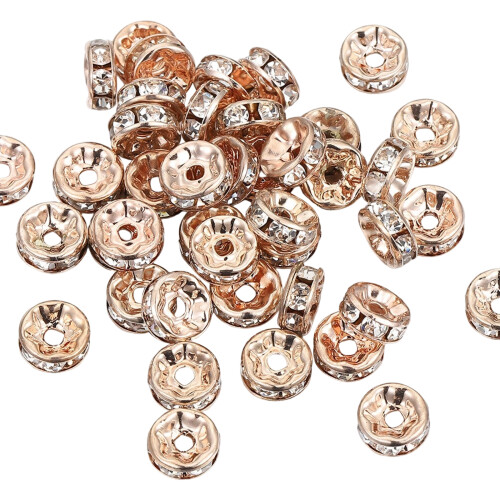 Perles de Bracelet en cristal de 8mm,-Or rose incrusté d'esprit