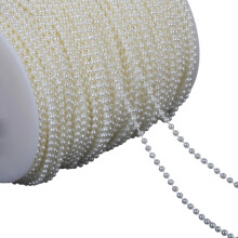 Chaîne de perles artificielles, pour artisanat-Rond beige 3mm10m