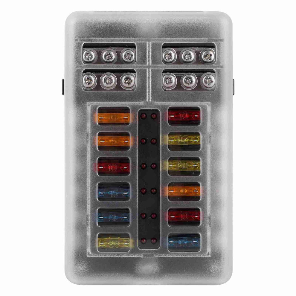 Marine Boat 12 Circuits Fuse Box With Led Indicator Light For Car Yacht Fuel 8721379591631