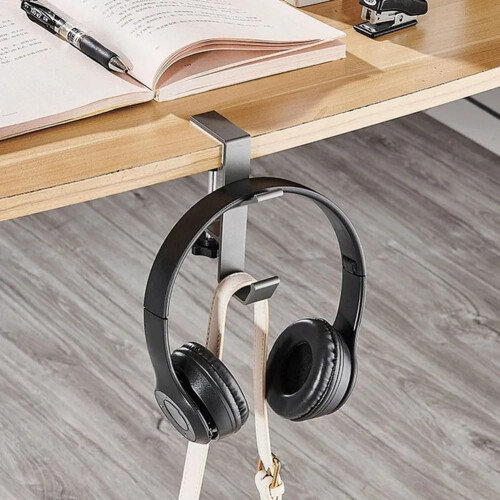 Adjustable Headphone Stand with Desk Clamp, NoDrill Under Desk Headset and Backpack Hook 1