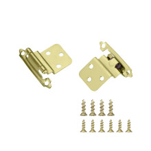 5 Pairs Brushed Brass Cabinet Hinges 0.37in Durable Metal Embedded Design with Screws