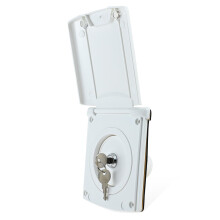 RV Fresh Water Inlet with Magnetic Lock Cover, Gravity Fill Port with Keys for RV Camper Motorhome White