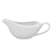 Large Ceramic Gravy Boat with EasyPour Spout, White Porcelain Sauce Pitcher for Kitchen and Parties