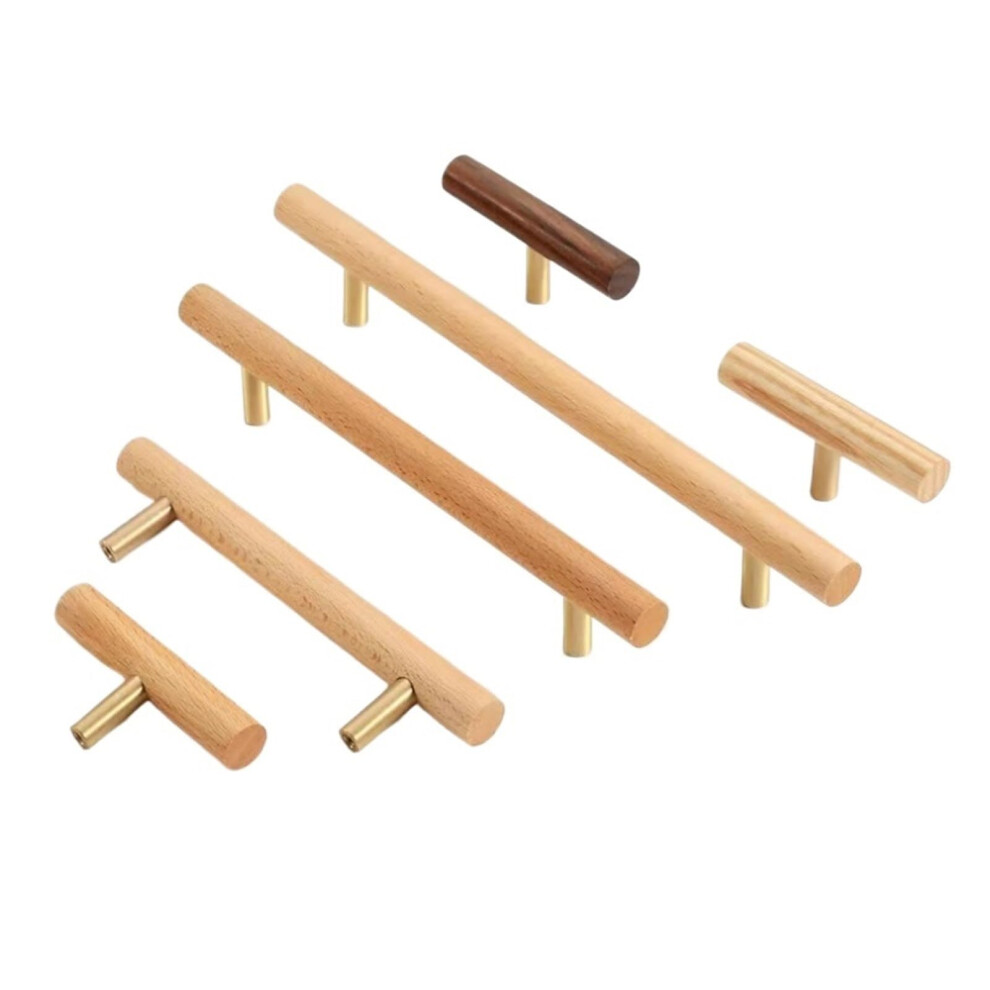 Walnut Cabinet Handles With Ergonomic Arc Grip, Long Tbar Wood Drawer Pulls For Kitchen Furniture 9199774675567