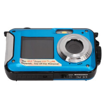 Waterproof Digital Camera 48MP 2.7K Video 10ft Depth Dual Screens Underwater Camera Blue