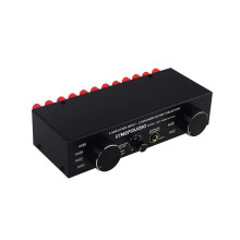 4 Input 2 Output Speaker Selector Switch, 300W Per Channel Audio Source Switcher for Home Theater
