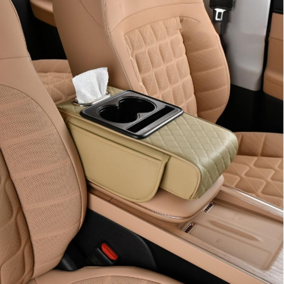 Car Armrest Pad With Storage And Cup Holder, Ergonomic Memory Foam Console Cushion For Audi S3 9347817632552
