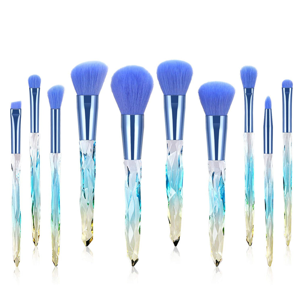 Rainbow Color Cosmetic Brush Set, Shiny Crystal Handle Makeup Brushes With Soft Silky Bristles, Non-Shedding And Easy To Clean, Perfect As A Unique G