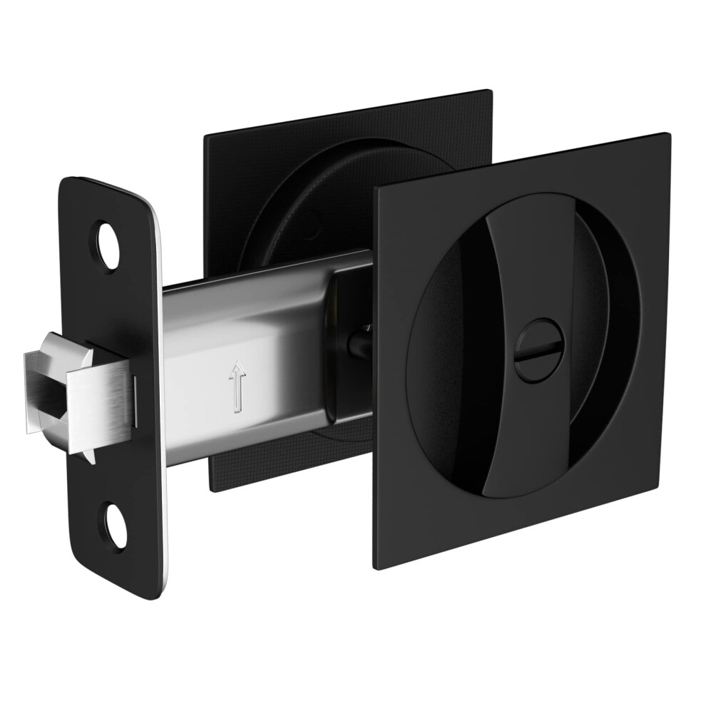 Matte Black Pocket Door Lock Zinc Alloy Privacy Sliding Door Lock For Bathroom And Closet 1 Pack 9187378926628