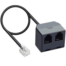 RJ11 Phone Line Splitter 1 to 2 Dual Port 6P4C Adapter with Flexible Cable for Telephone and Fax