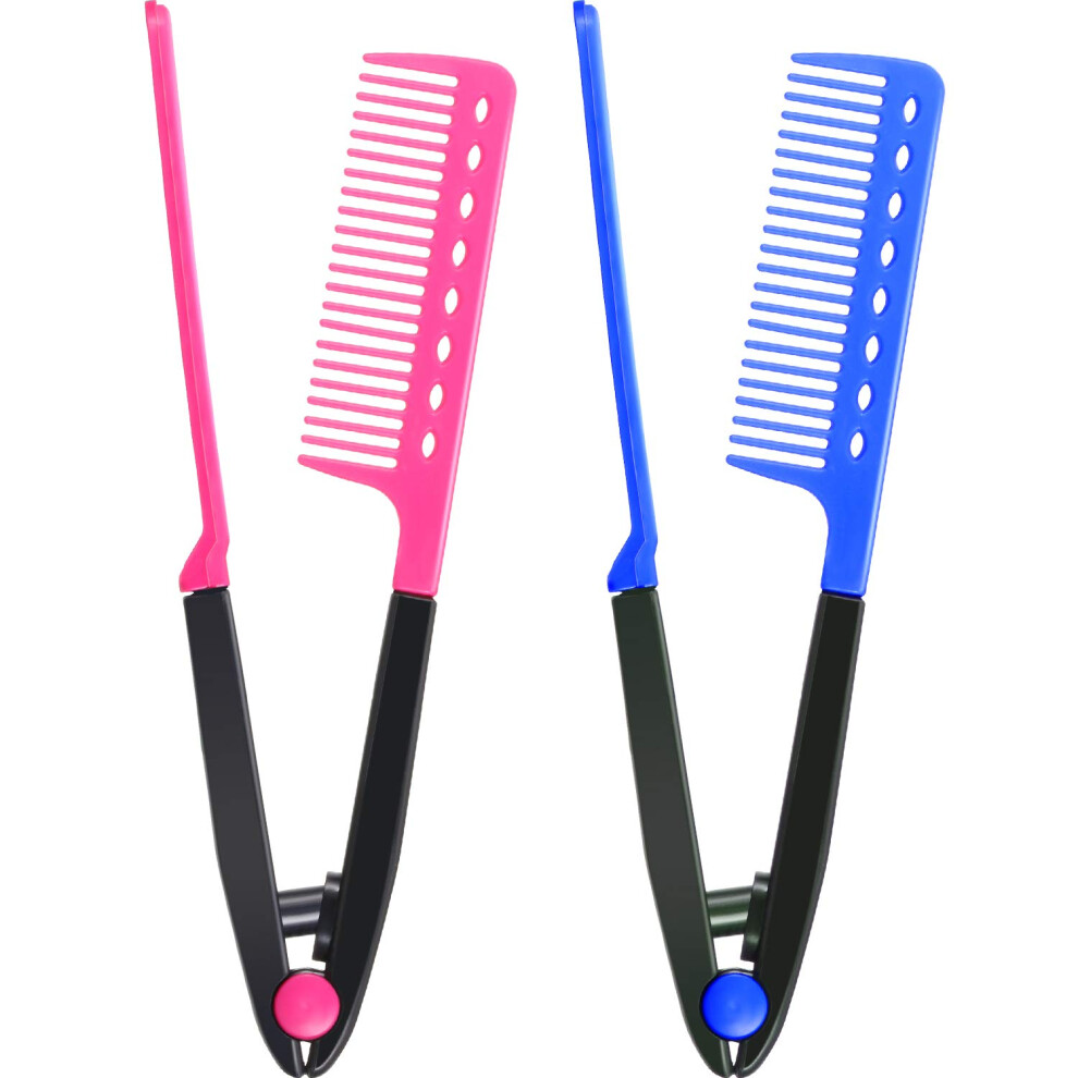 Straightening And Detangling Comb Set, High Quality Abs Material V-Shaped Comb For Knot-Free Hair, Easy To Carry Multifunction Styling Tools For Prof