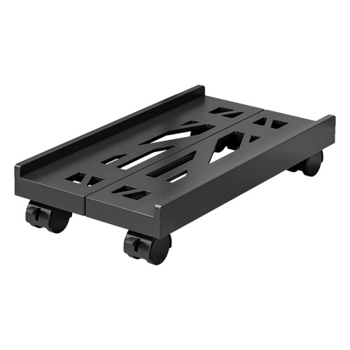 Mobile Computer Tower Stand Height Adjustable Lockable Portable PC Stand For Gamers Black Finish Compact Design