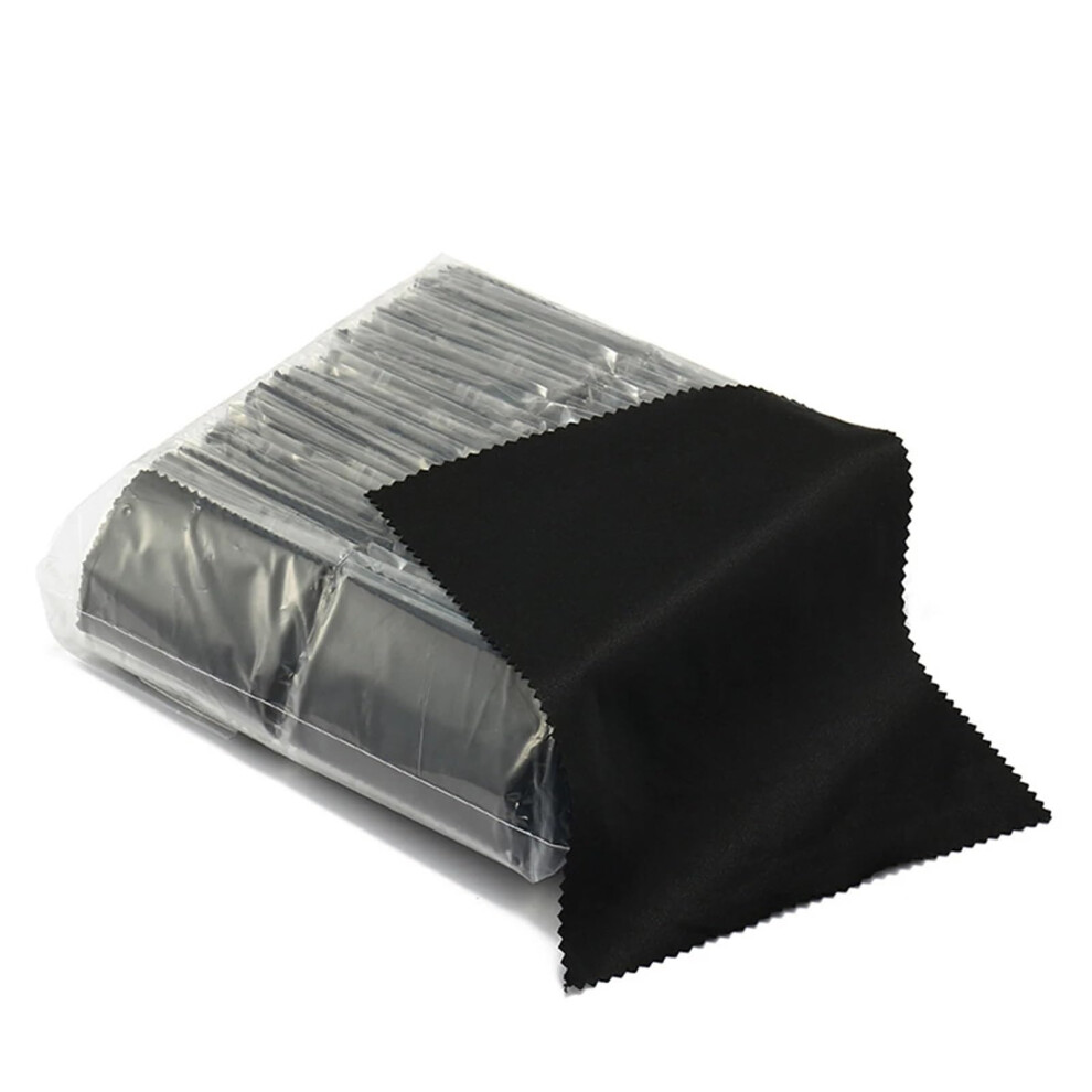 Black Microfiber Cleaning Cloth 50 Pack For Glasses And Screens Scratch Multisurface Use