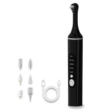 Tooth Polisher, Rechargeable Teeth Polisher with 6 Brush Heads, Tooth Whitening Kit for Cleaning and Polishing Black