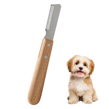 Dog Trimming Knife For Dachshund Terrier Coats Polished Stainless Steel Blade, Wooden Handle, Ergonomic Grooming Tool