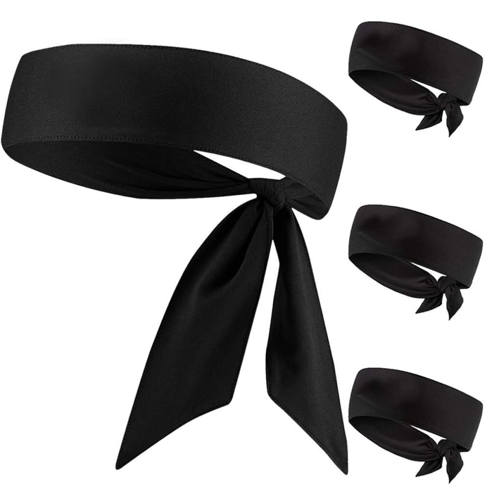 Dri-Fit Fabric Elastic Sports Headband, Moisture Wicking Versatile Adjustable Non-Slip Sweatband for Tennis Soccer Running Cycling Working Out Joggin