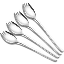Stainless Steel Sporks 4 Pack 18/10 Durable 2 in 1 Camping Utensils with Long Handle Rust Resistant