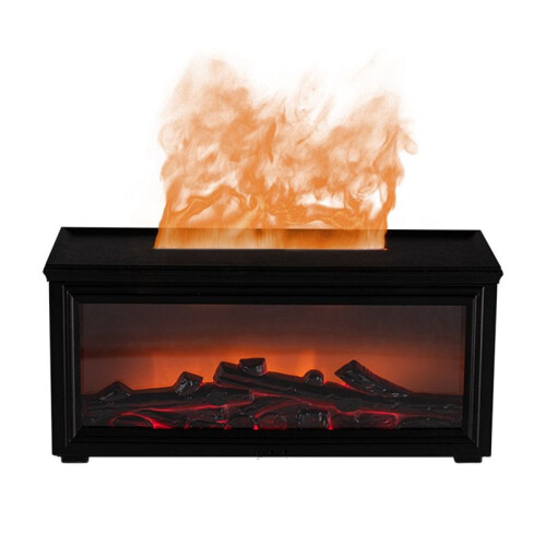 Fireplace Aroma Diffuser  Flame Humidifier Waterless Auto-Off with Remote and Realistic Fireplace Night Light,A