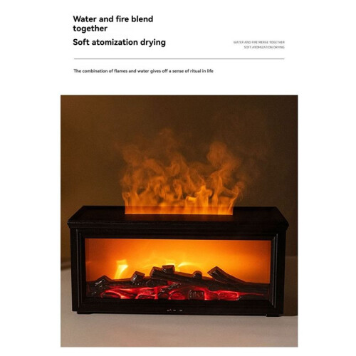 Fireplace Aroma Diffuser  Flame Humidifier Waterless Auto-Off with Remote and Realistic Fireplace Night Light,B 1
