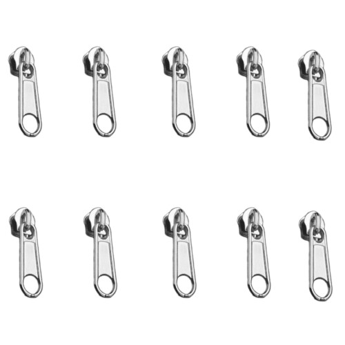 10 Pcs Single/Double Side Zippers Pullers-No. 5 silver pull he