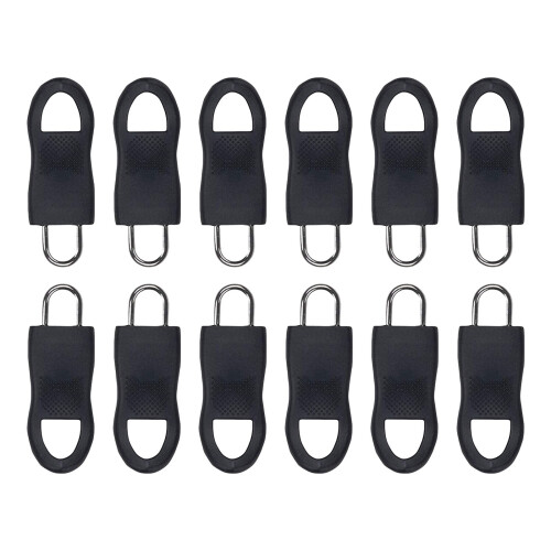 12Pcs Zippers Pulls Replacements Zippers Gripper-Black number 8