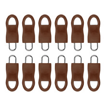 12Pcs Removable Zippers Pull Replacement Detachable-Brown No. 8
