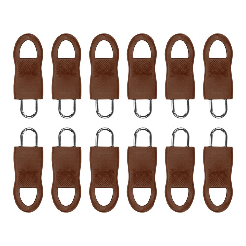 12Pcs Removable Zippers Pull Replacement Detachable-Brown No. 8