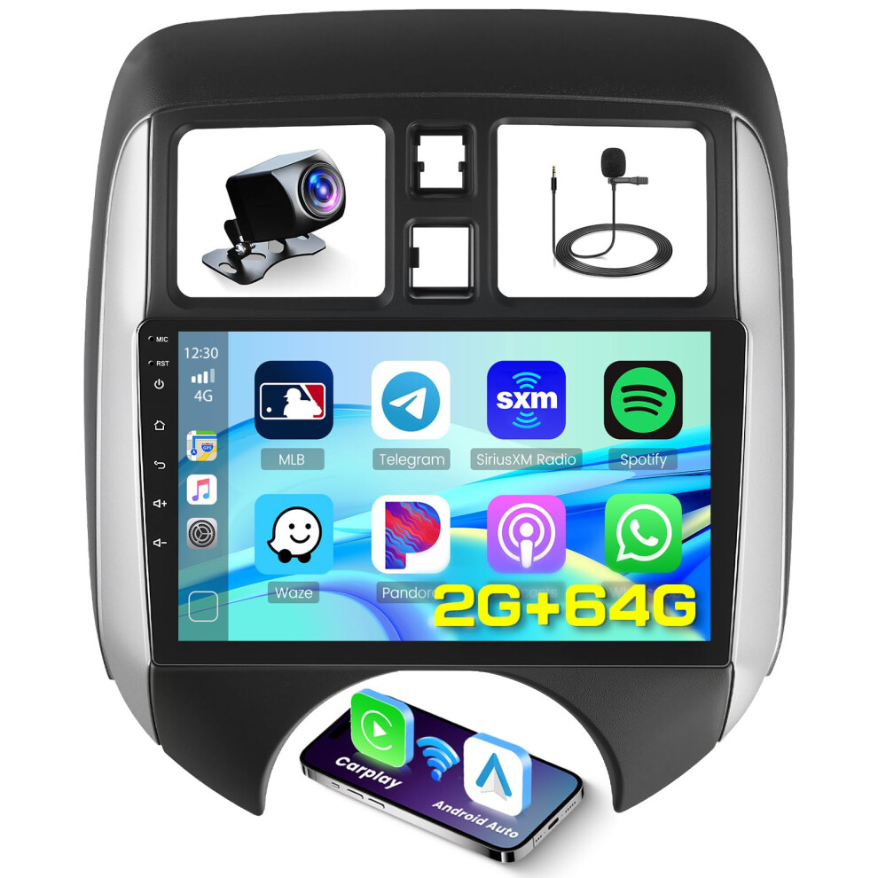 Android Car Stereo For Nissan Versa Note 20142016, 9' Touchscreen Gps, Wireless Carplay Android Auto, 2Gb+64Gb 9187378929940