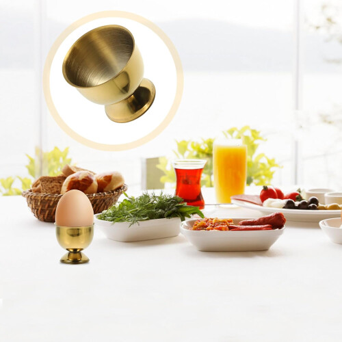 6Pcs Stainless Steel Egg Cups with Flat Base, Durable Easy Clean Holders for Boiled Eggs Breakfast 1