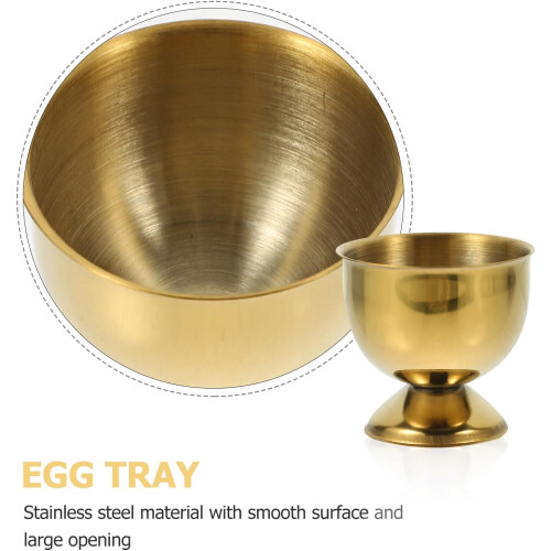 6Pcs Stainless Steel Egg Cups with Flat Base, Durable Easy Clean Holders for Boiled Eggs Breakfast 2