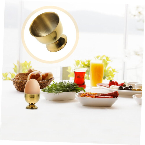 6Pcs Stainless Steel Egg Cup Holders Heat Resistant Flat Base for Kitchen Breakfast Serving 2