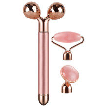 Gezichtsmassageset met roller, vibrerende jade gezichtsmassager en elektrische rozenkwarts oog- en gezichtsroller, voor anti-aging, het verminderen