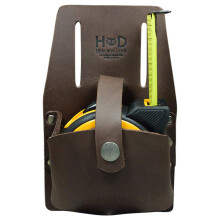Leather Tool Pouch and Tape Measure Holster, Handmade Full Grain Belt Organizer, Bourbon Brown