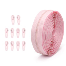 Nylon Coil Zippers #3 Zippers Repair Kits Zips Pulls-Light Pink