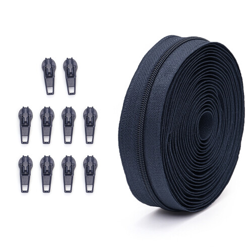 Zippers Repair Kits Zips Pulls Sliders #3 Nylon Coil-Navy blue
