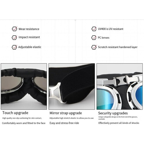 Protective Motorcycle Riding Glasses WearResistant Design Polarized Lenses Silver Frame 1