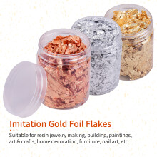 5g Imitation Gold Silver Rose Gold Foil Flakes for Resin Nail Crafts DIY (3 Bottles)