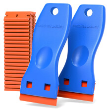 Plastic Razor Blade Scraper Tool 2 Pack with 100 Blades for Safe Car Glass and Sticker Removal