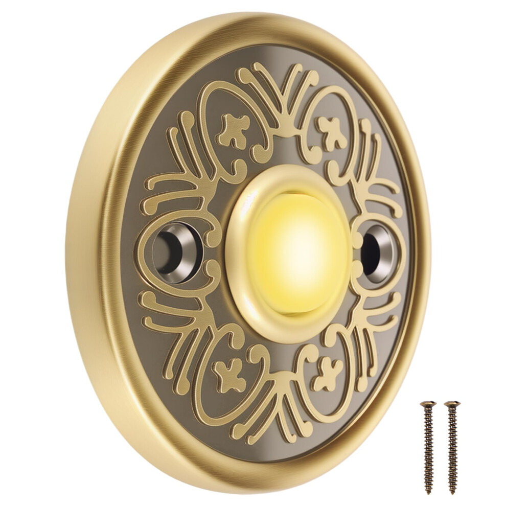 Bronze Wired Doorbell Push Button With Light, Vintage Round Metal For Front Door Installation 9094768931653