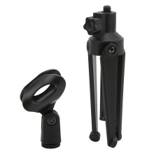 Heavy Duty Clutch Adjustable Height Mic Stand Foldable Tripod With Universal Mic Holder For Desktop Application Wide Compatibility Stable Tripod Leg