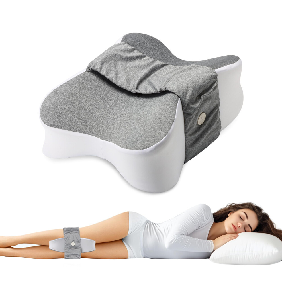Knee Pillow for Side Sleepers with Adjustable Strap, Memory Foam Support for Sciatica and Hip Pain