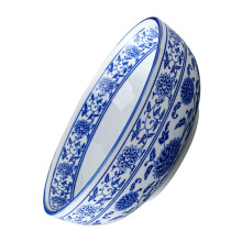 Ceramic Soup Bowl Blue and White Porcelain Chinese Noodle Rice Salad Pasta Elegant Durable Design