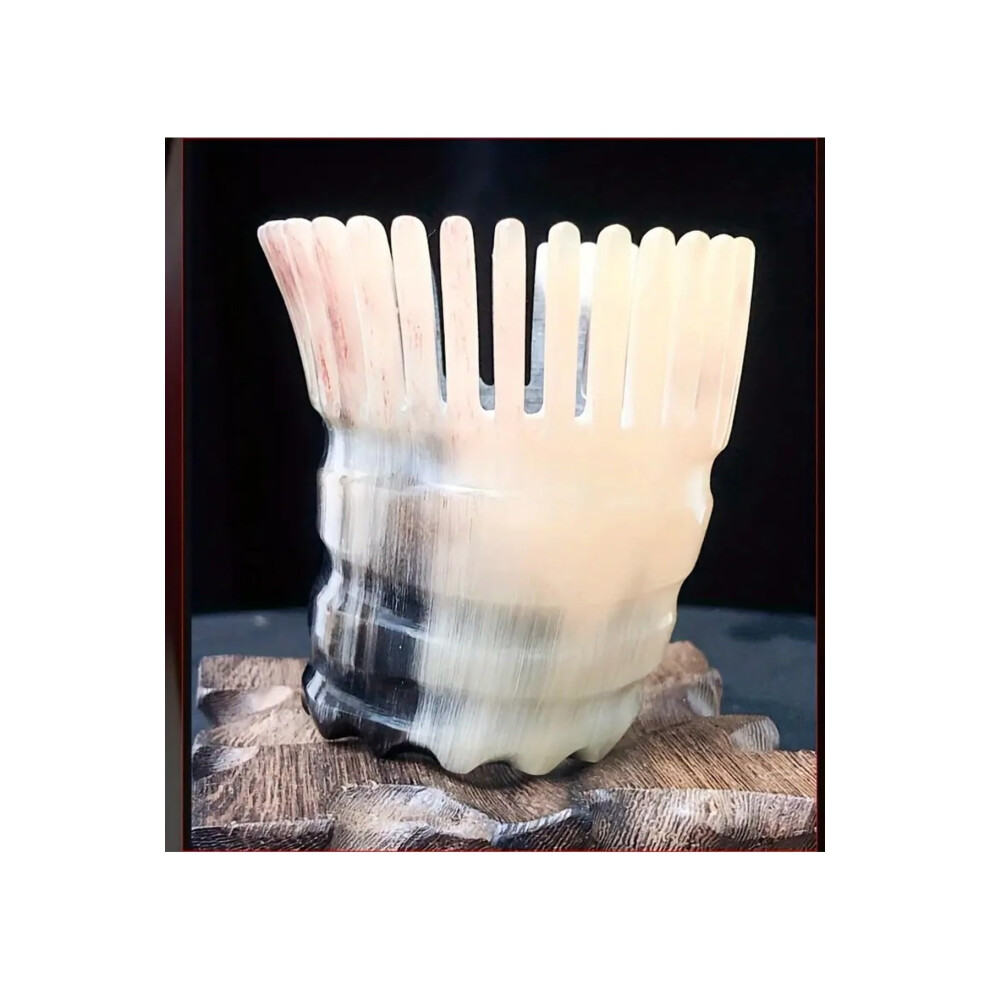 Unisex Ox Horn Gua Sha Massage Comb For Scalp And Meridian Therapy With Gentle Detangling Teeth