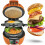 Breakfast Sandwich Maker with Egg Ring and Hamburger Press, NonStick Plates, Indicator Light, Yellow 1
